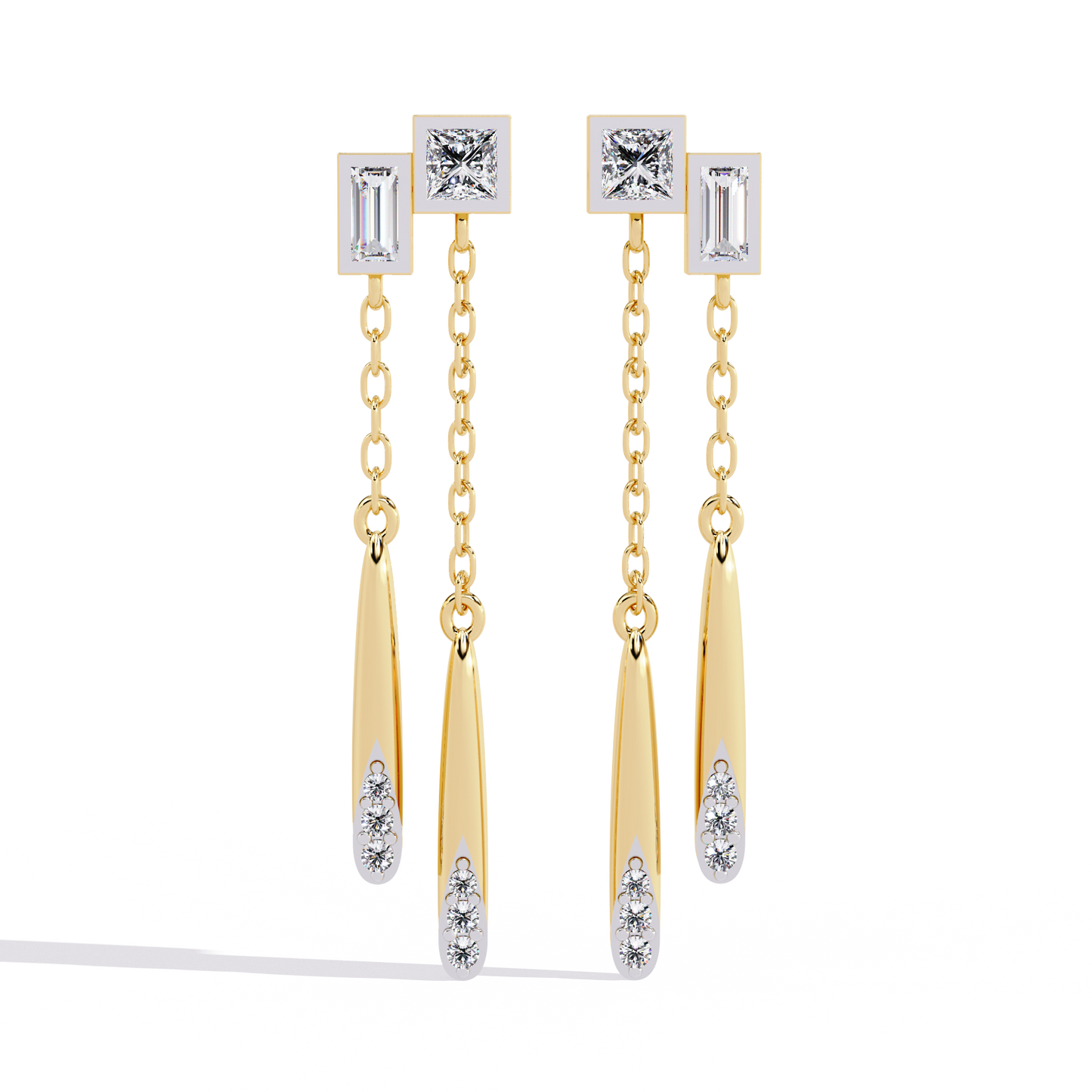 Virelle Dual Drop Diamond Earrings