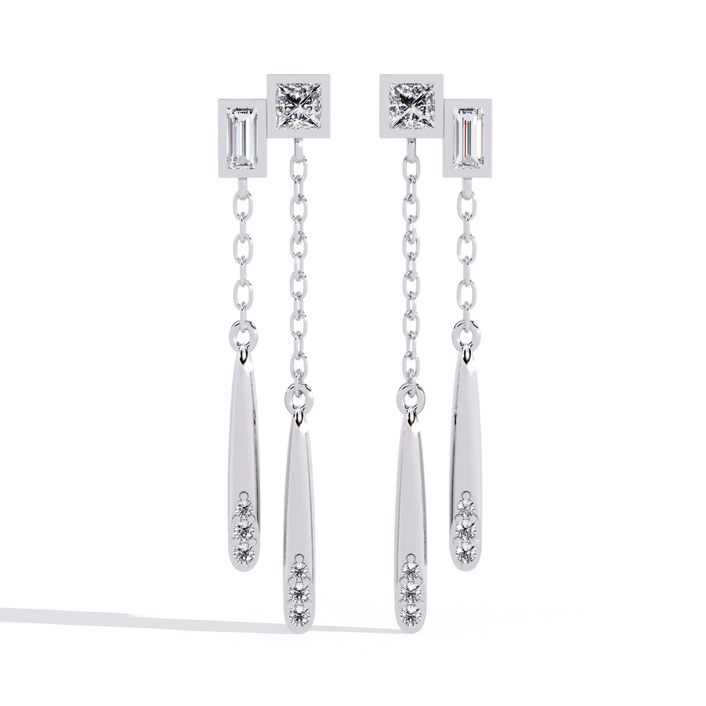 Virelle Dual Drop Diamond Earrings