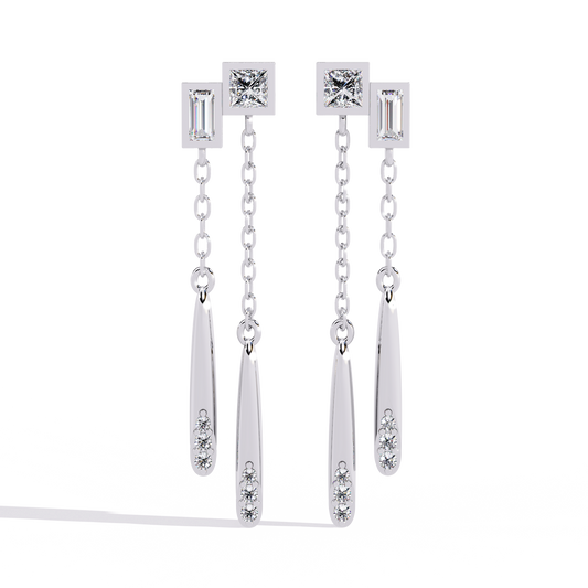 Virelle Dual Drop Diamond Earrings