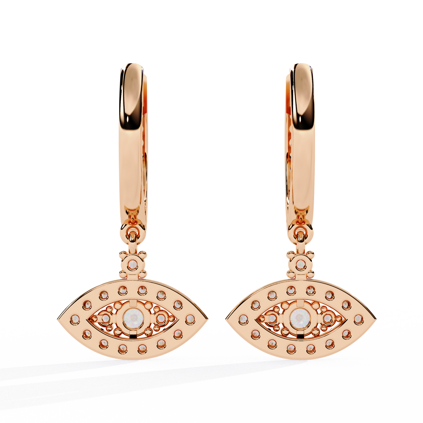 Evil Eye Halo Drop Earrings