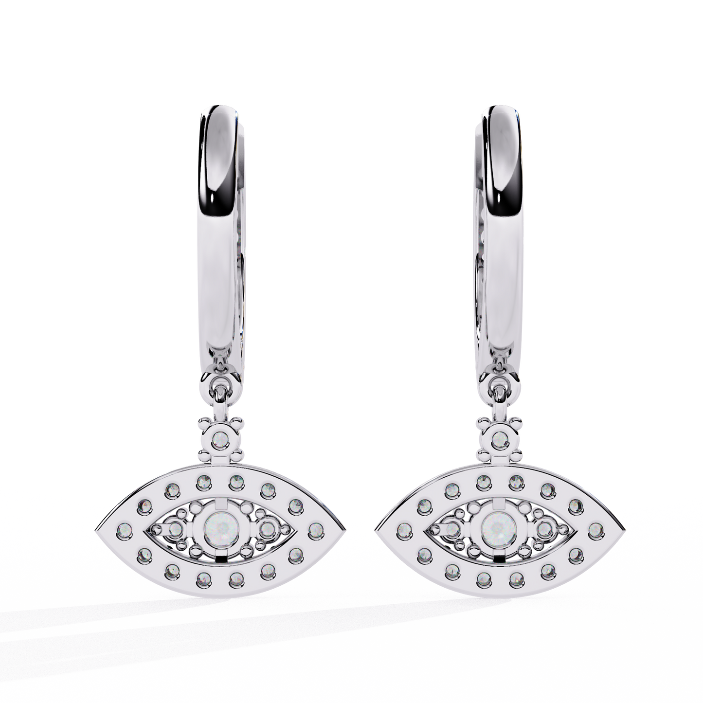 Evil Eye Halo Drop Earrings