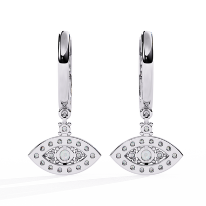 Evil Eye Halo Drop Earrings