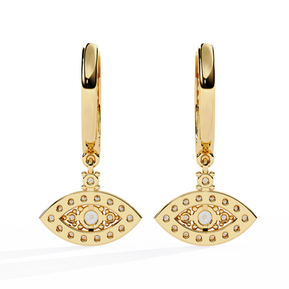 Evil Eye Halo Drop Earrings