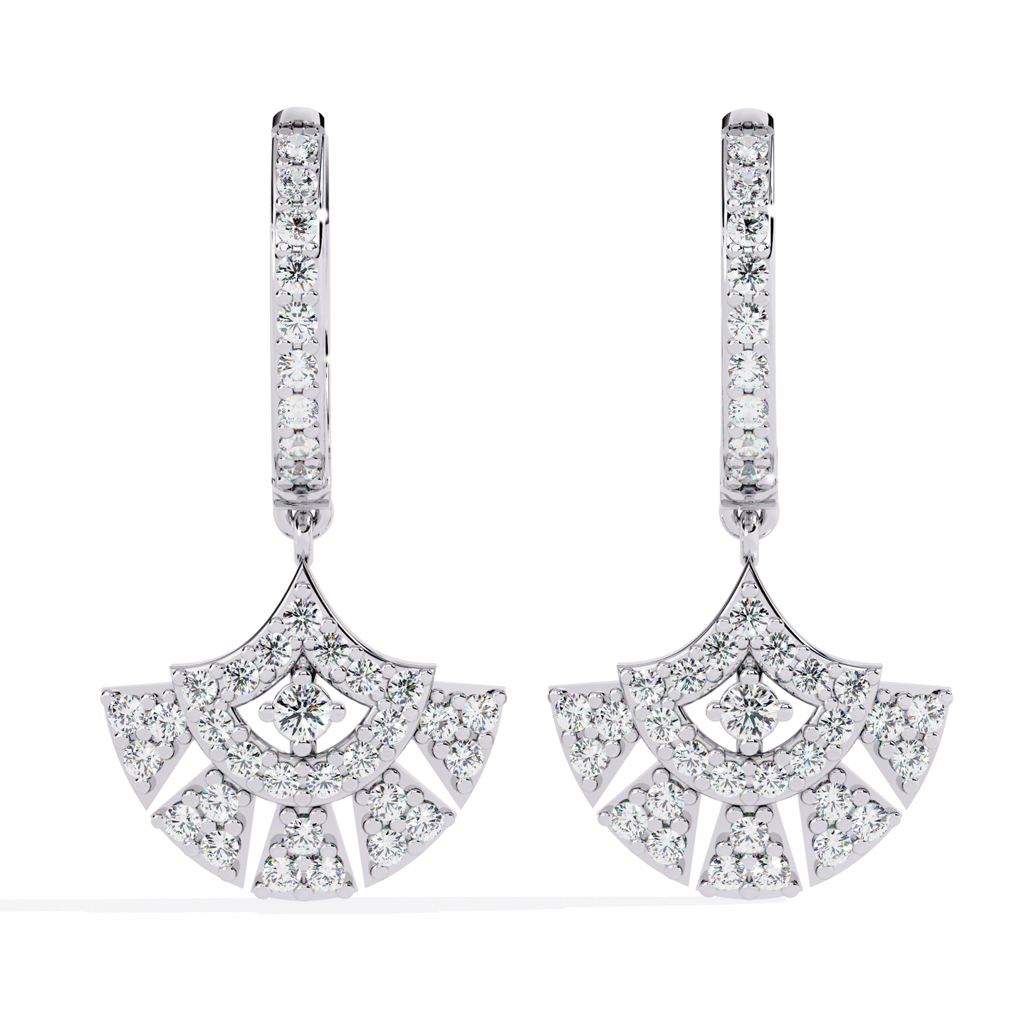 Regal Fan Diamond Hoop Earrings