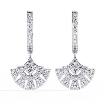 Regal Fan Diamond Hoop Earrings