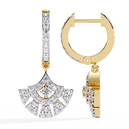 Regal Fan Diamond Hoop Earrings