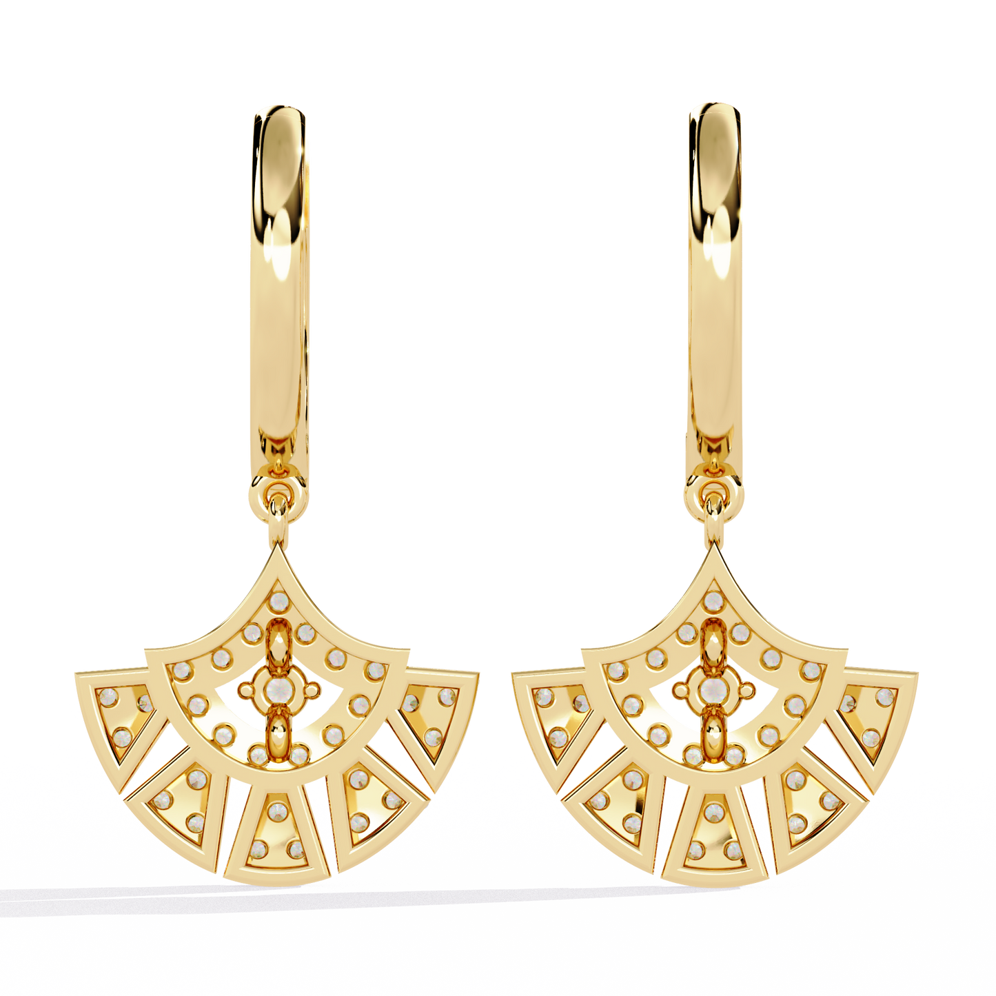 Regal Fan Diamond Hoop Earrings
