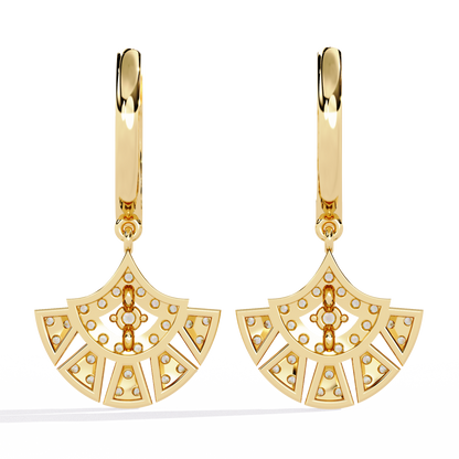 Regal Fan Diamond Hoop Earrings