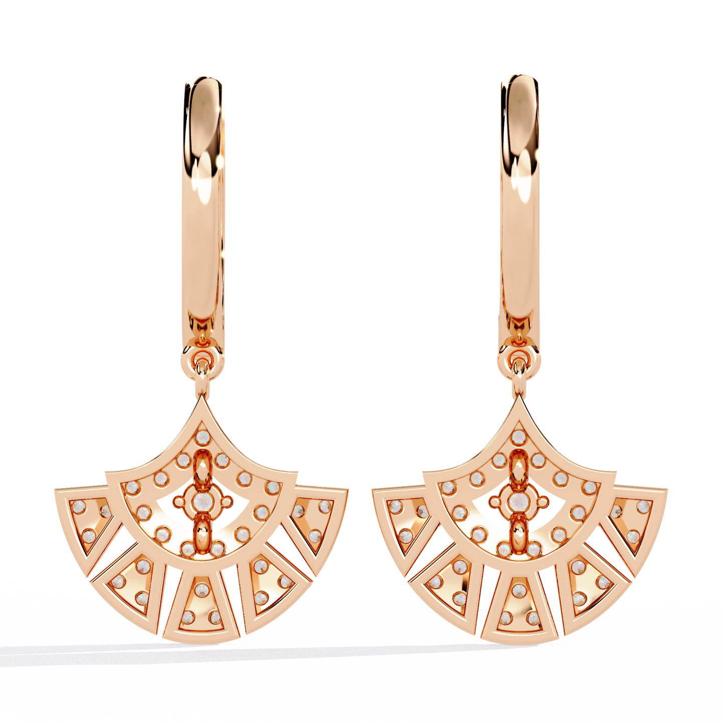 Regal Fan Diamond Hoop Earrings