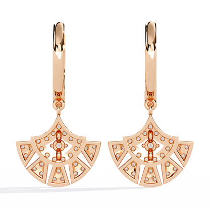 Regal Fan Diamond Hoop Earrings