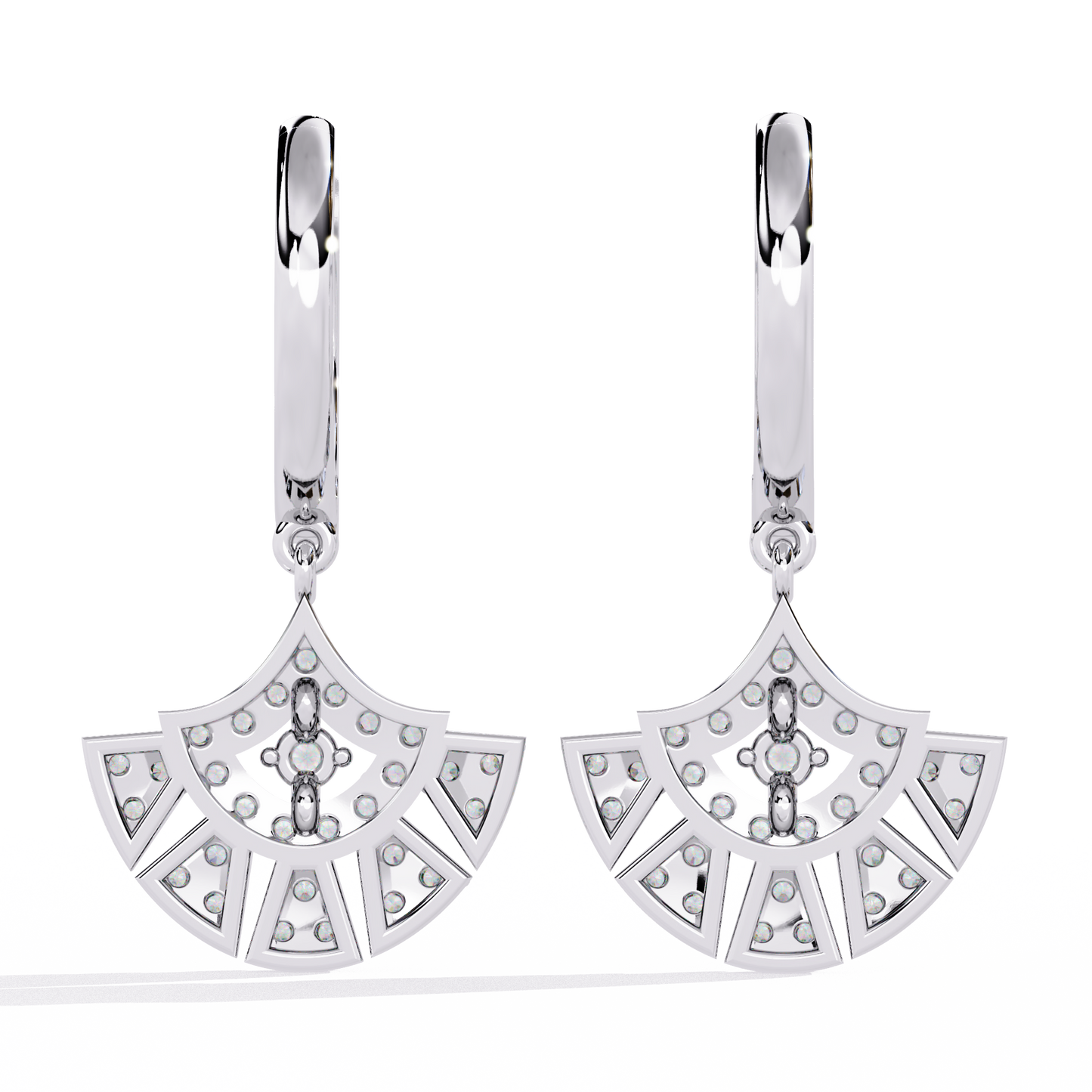 Regal Fan Diamond Hoop Earrings
