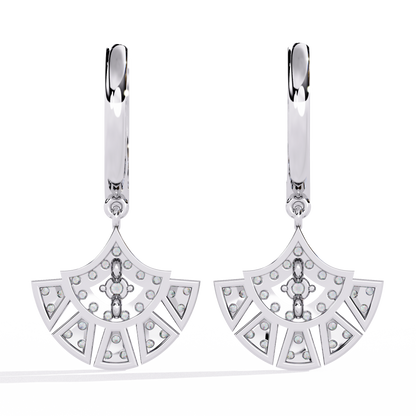 Regal Fan Diamond Hoop Earrings