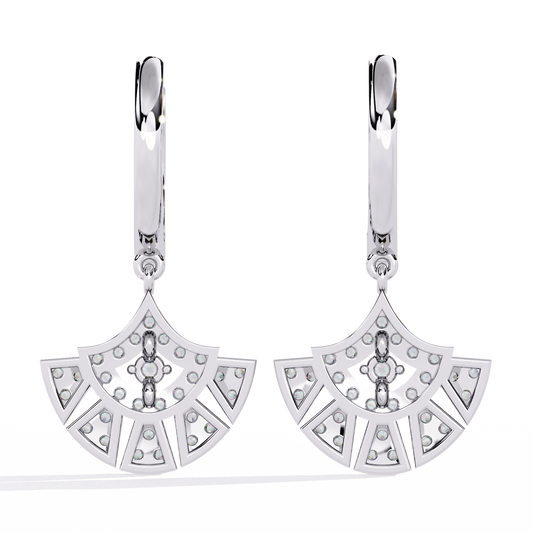 Regal Fan Diamond Hoop Earrings