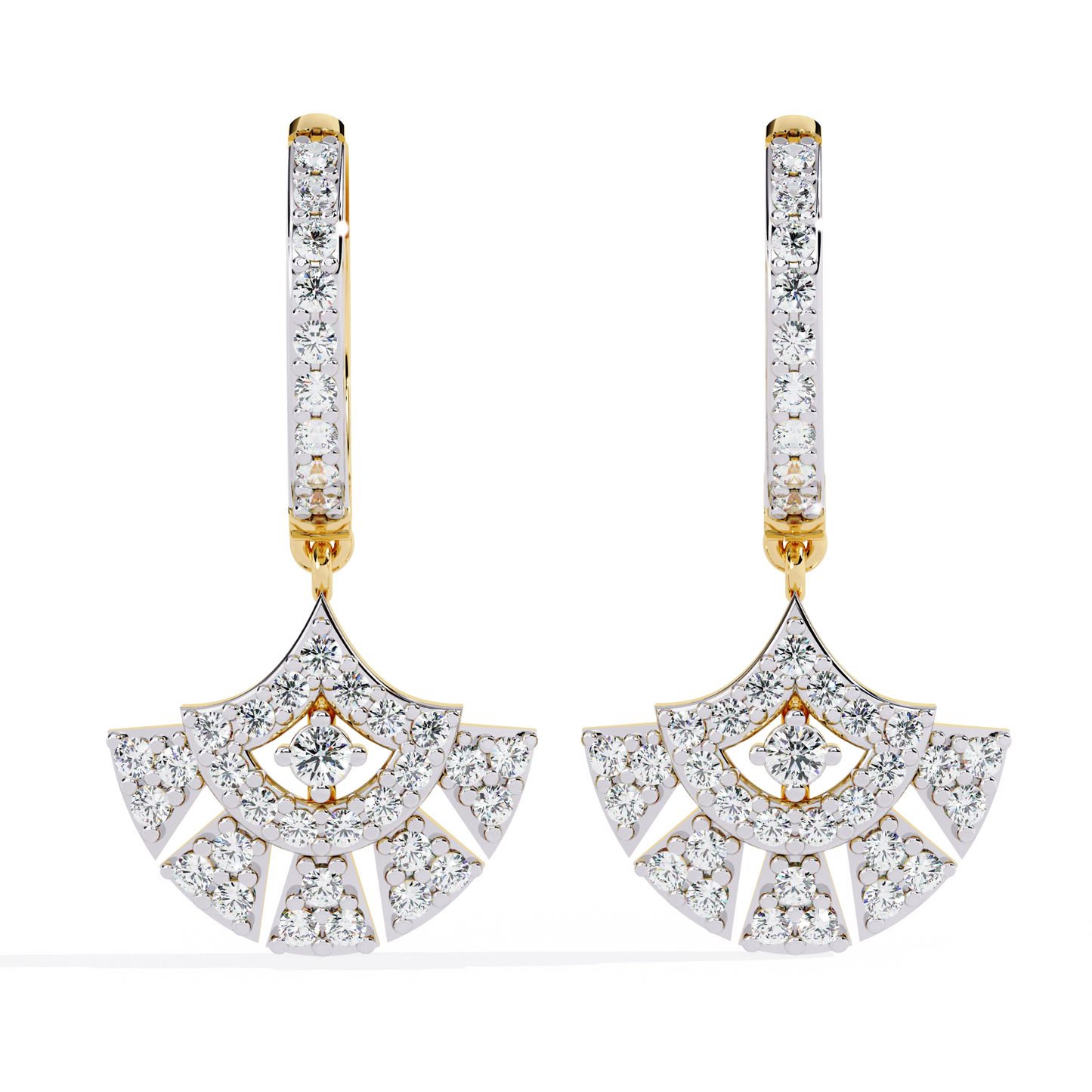 Regal Fan Diamond Hoop Earrings