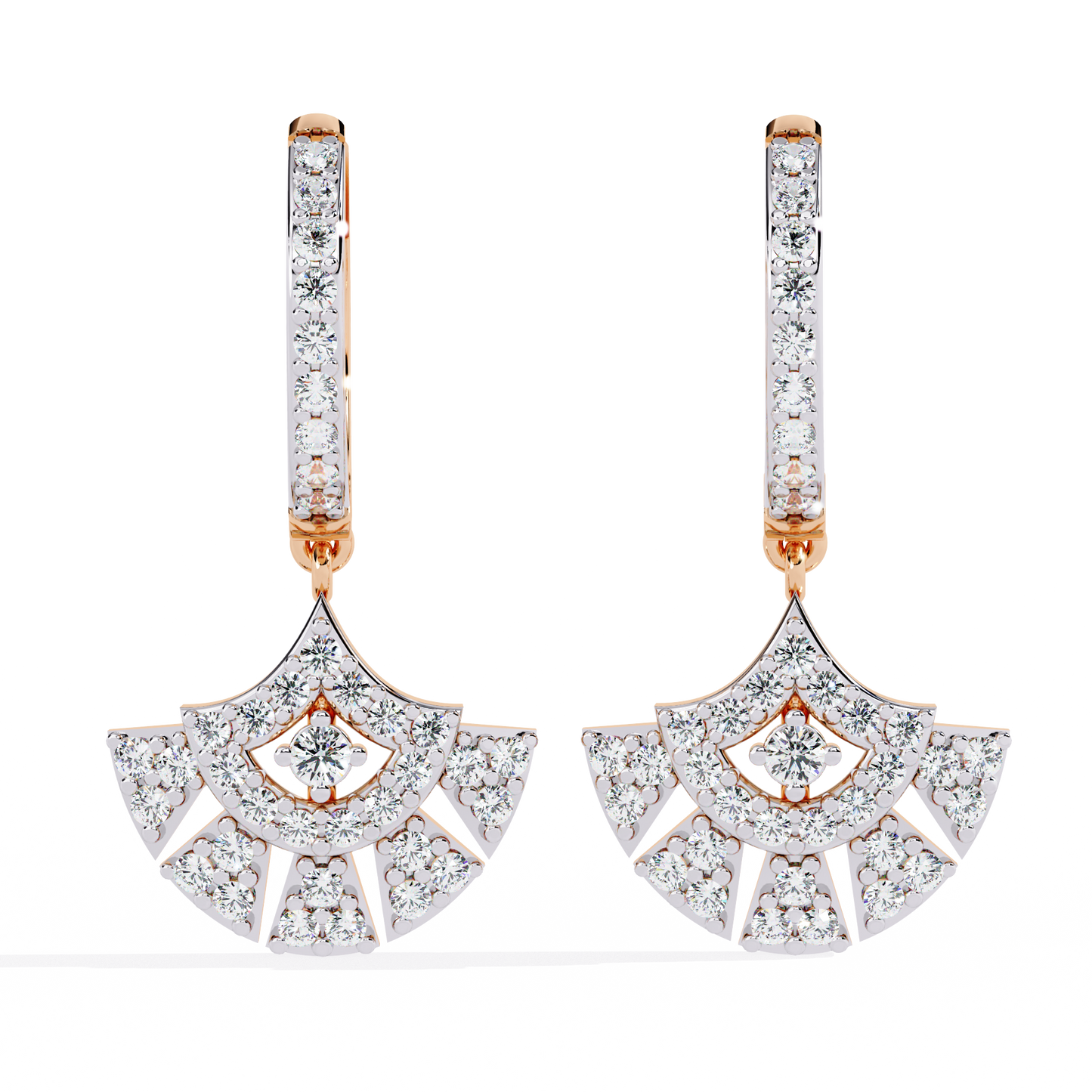Regal Fan Diamond Hoop Earrings