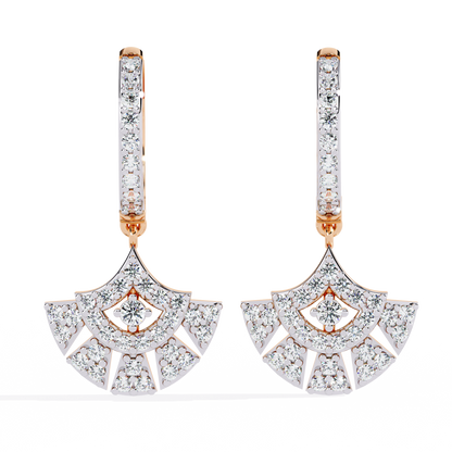 Regal Fan Diamond Hoop Earrings