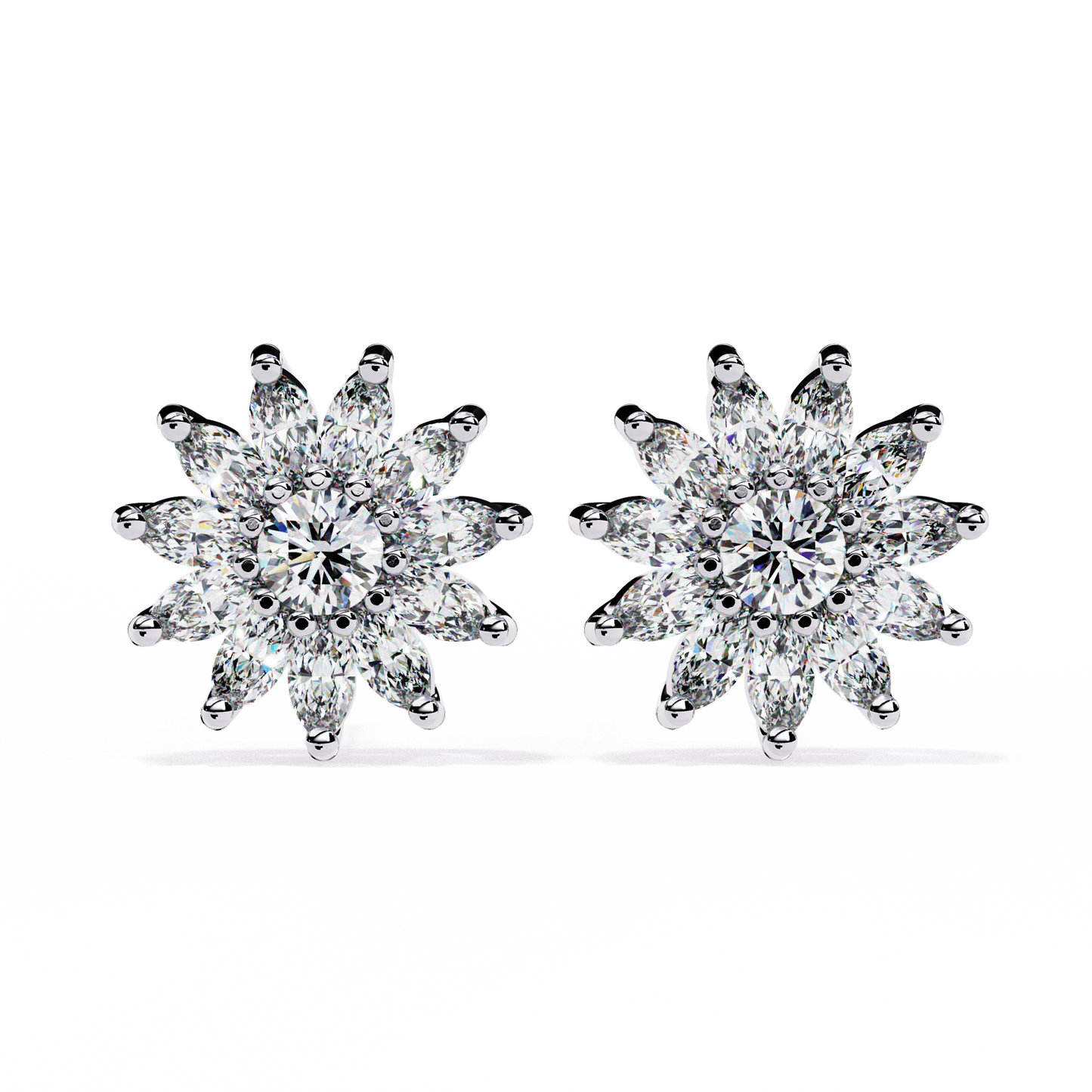 Elysia Floral Diamond Stud Earrings