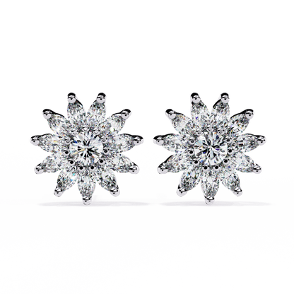 Elysia Floral Diamond Stud Earrings