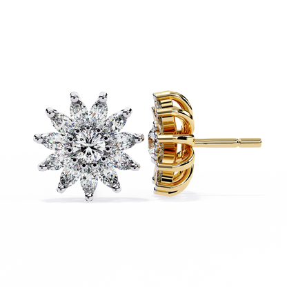 Elysia Floral Diamond Stud Earrings