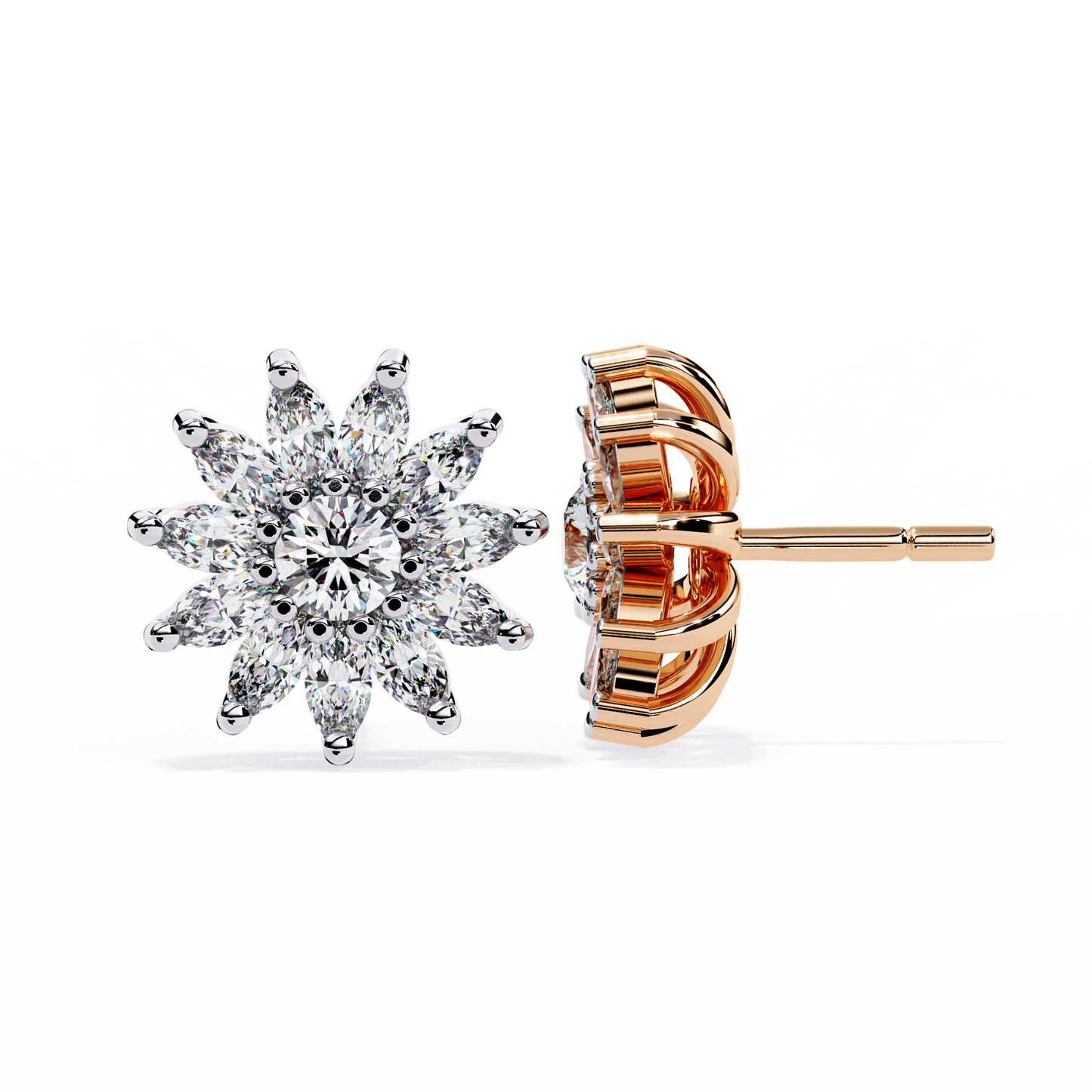 Elysia Floral Diamond Stud Earrings