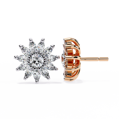 Elysia Floral Diamond Stud Earrings