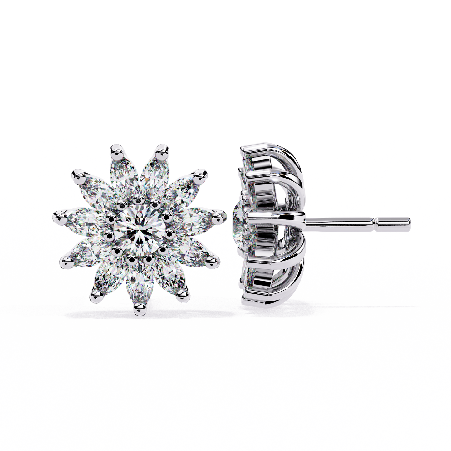 Elysia Floral Diamond Stud Earrings