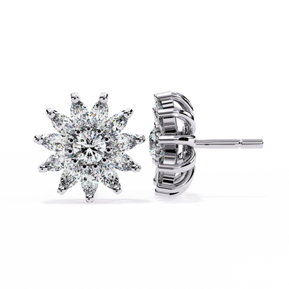 Elysia Floral Diamond Stud Earrings