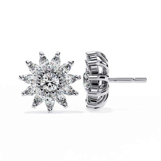 Elysia Floral Diamond Stud Earrings