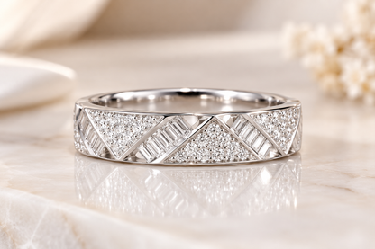 Geometric Diamond Band Ring