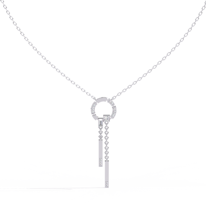 Open Circle Diamond Drop Bar Necklace