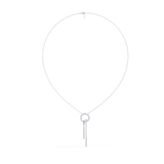 Open Circle Diamond Drop Bar Necklace