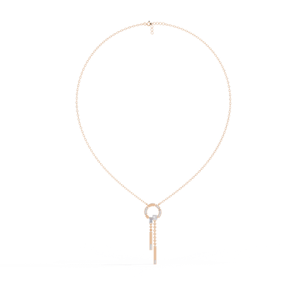 Open Circle Diamond Drop Bar Necklace