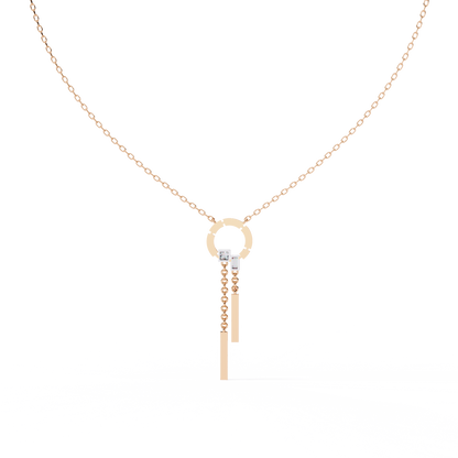 Open Circle Diamond Drop Bar Necklace