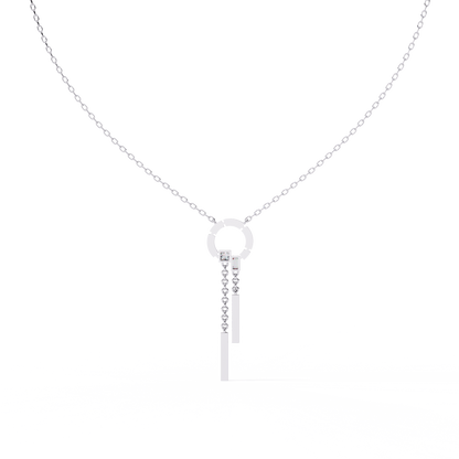 Open Circle Diamond Drop Bar Necklace