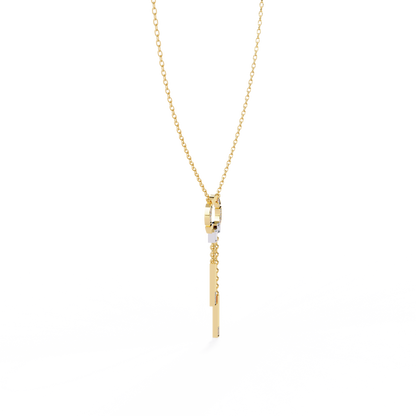 Open Circle Diamond Drop Bar Necklace