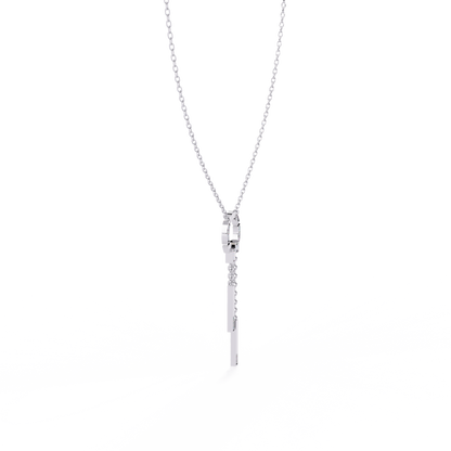 Open Circle Diamond Drop Bar Necklace
