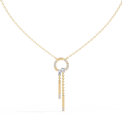 Open Circle Diamond Drop Bar Necklace