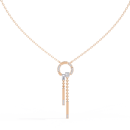 Open Circle Diamond Drop Bar Necklace