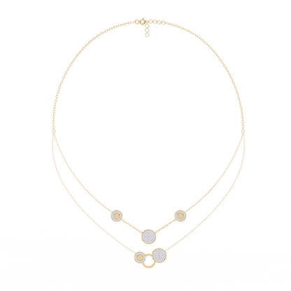 Layered Pavé Disc Drop Necklace
