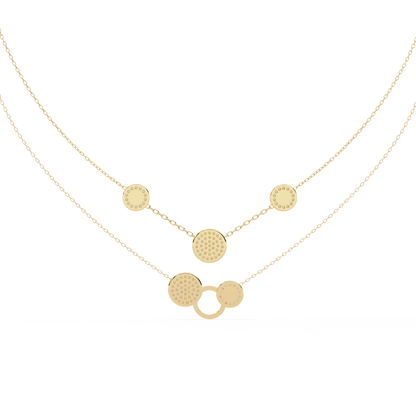 Layered Pavé Disc Drop Necklace