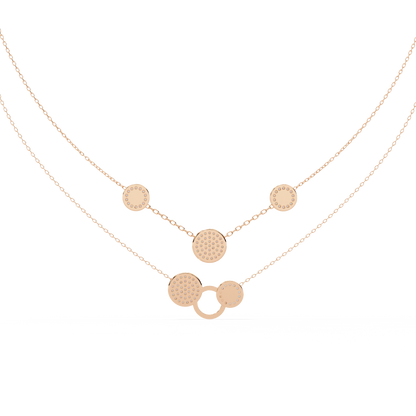 Layered Pavé Disc Drop Necklace