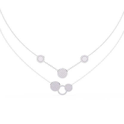 Layered Pavé Disc Drop Necklace