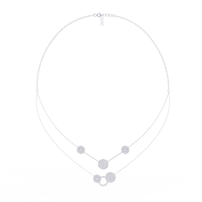 Layered Pavé Disc Drop Necklace