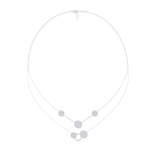 Layered Pavé Disc Drop Necklace