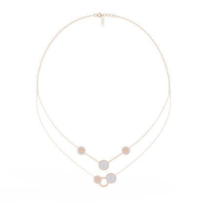 Layered Pavé Disc Drop Necklace