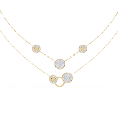 Layered Pavé Disc Drop Necklace