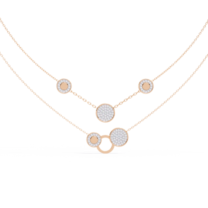 Layered Pavé Disc Drop Necklace