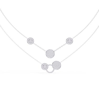 Layered Pavé Disc Drop Necklace
