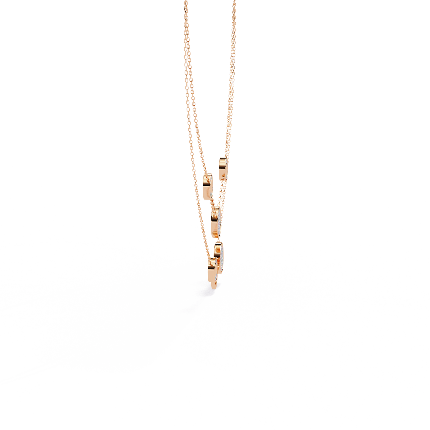Layered Pavé Disc Drop Necklace