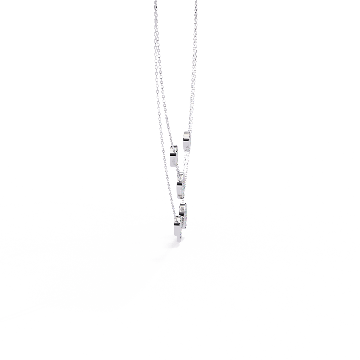 Layered Pavé Disc Drop Necklace